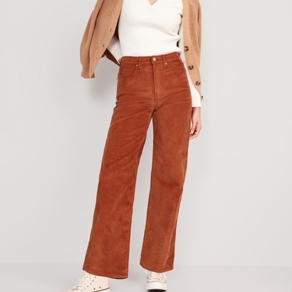 Old Navy Copper Wide-Leg Corduroy Pants 6